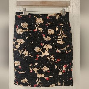 White House Black Market Floral Black Skirt